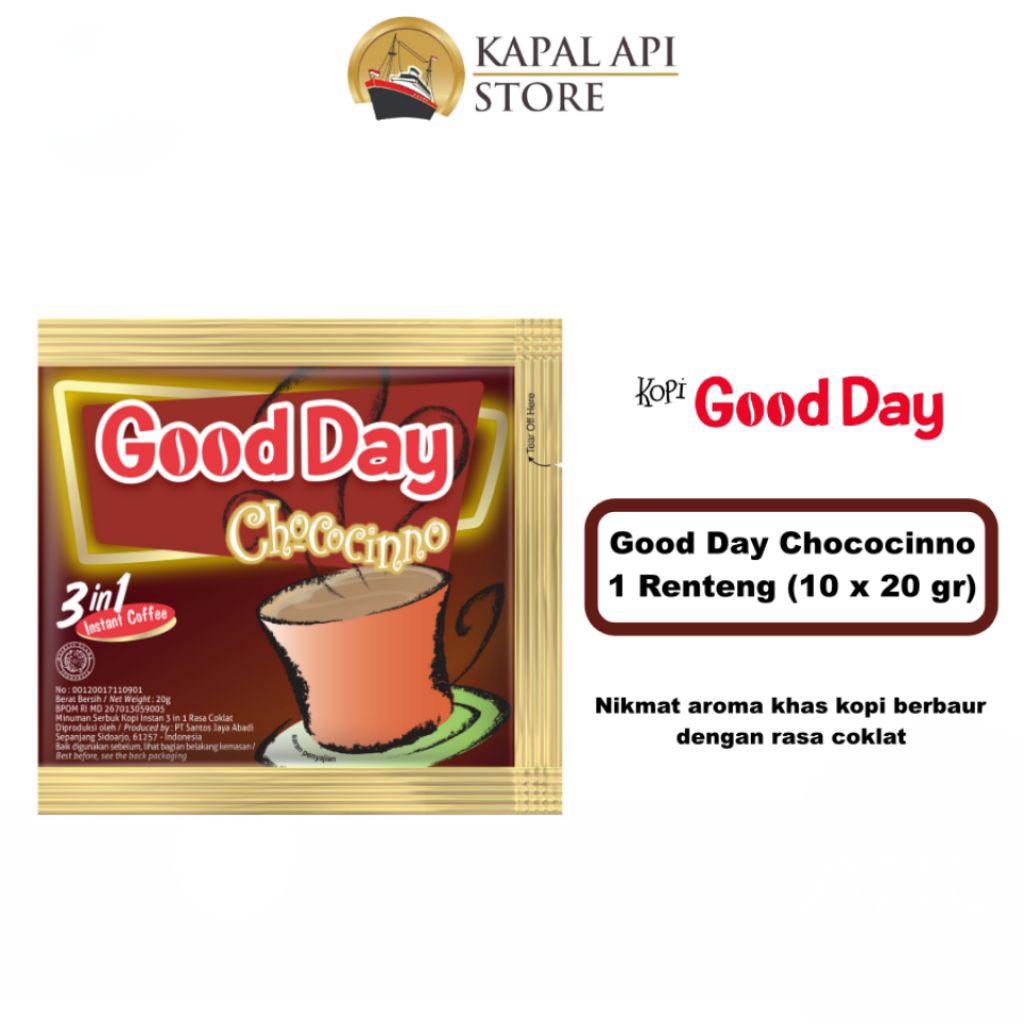 

GOOD DAY CHOCOCINNO 1 RENCENG ISI 10 ×20 GRAM
