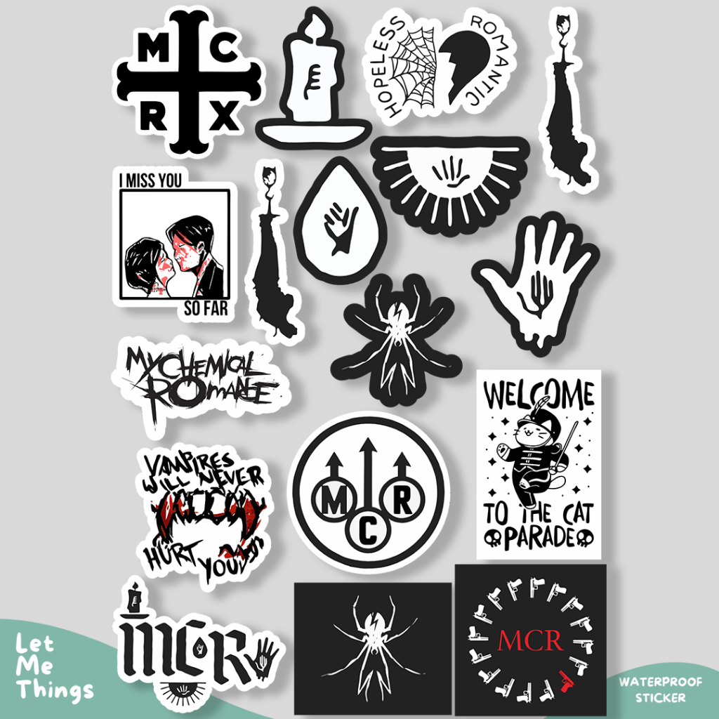 

Sticker Helm Aesthetic Vinyl My Chemical Romance || Stiker Musik Metal Tahan Air