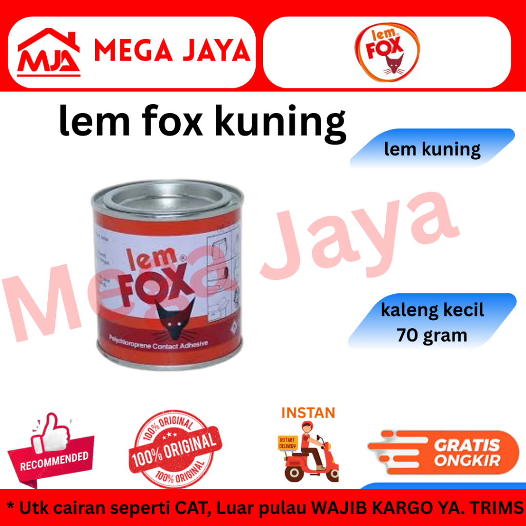 lem fox kuning kaleng 70 gram / lem fox kaleng