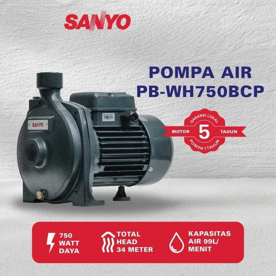 Pompa Booster Non Otomatis Sanlux PB-WH750BCP 750 Watt untuk Rumah Tangga