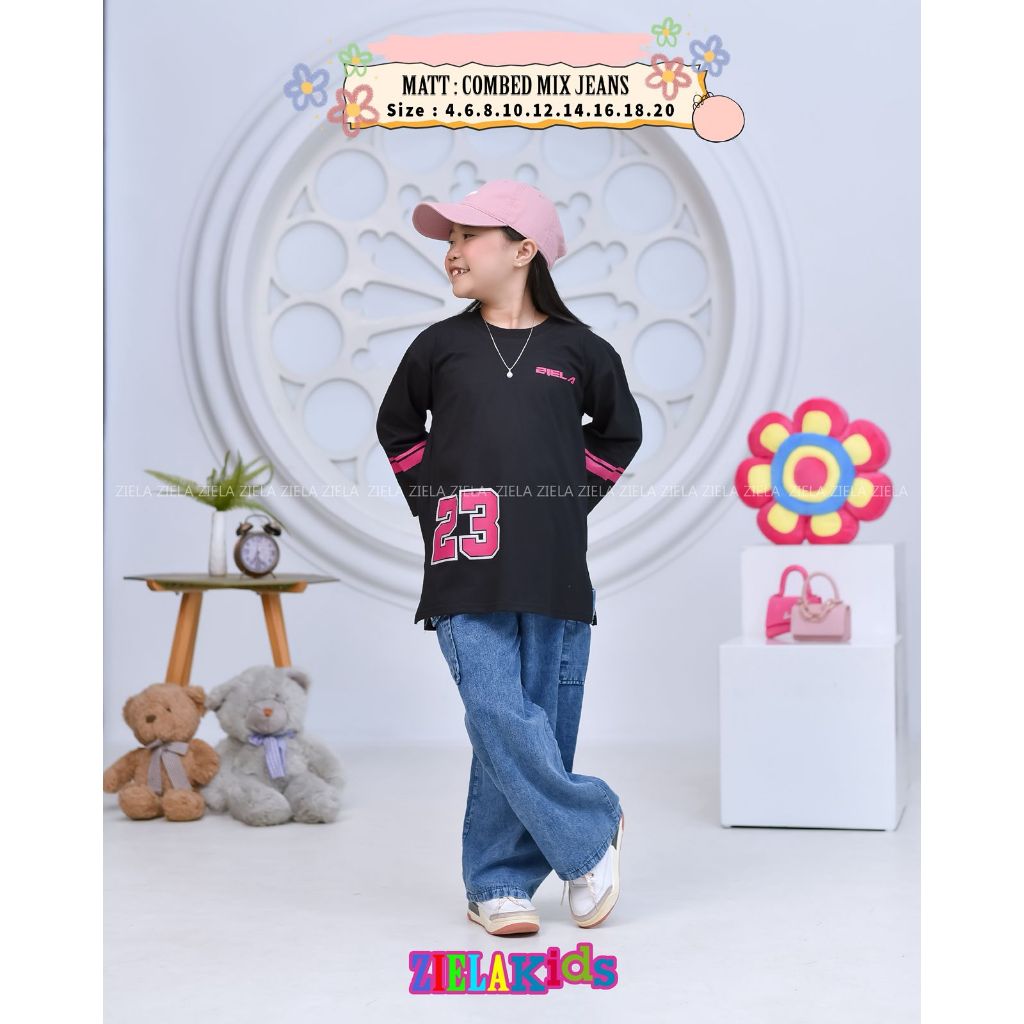 NEW SET CELANA CARGO ANAK PITA ORI ZIELA/SETELAN CELANA LEVIS ANAK PEREMPUAN/ZIELA SET CARGO JEANS M