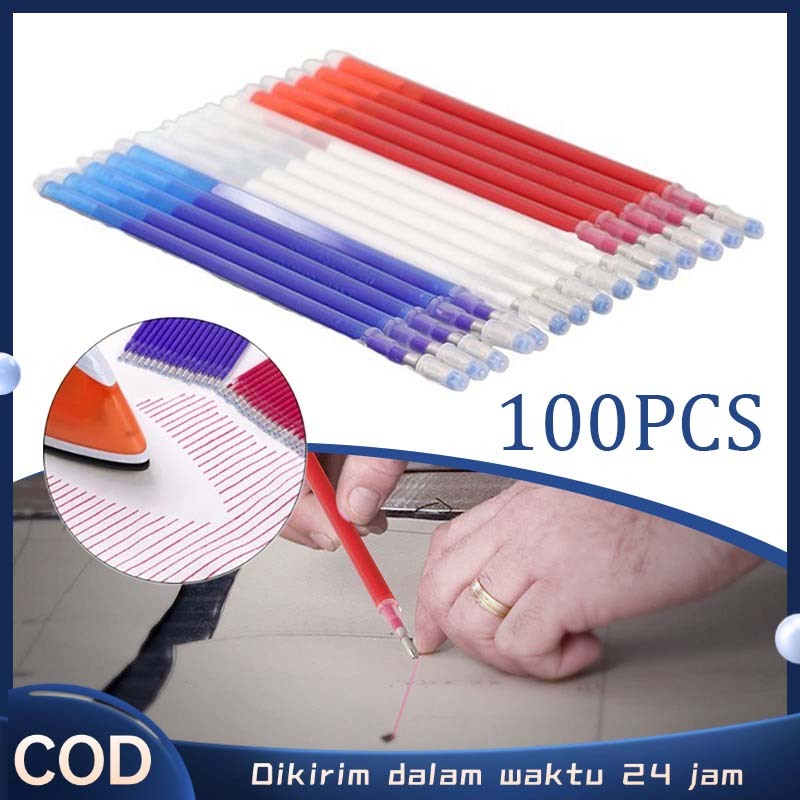 

100pcs Penanda Pola Kain Bolpen Kain Heat Erasable Pen Pulpen Jahit Anti Panas Untuk Pattern Sewing