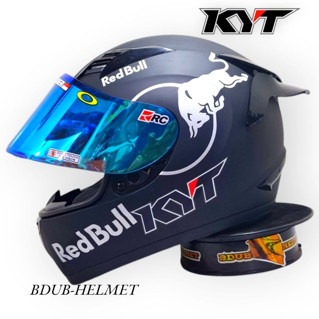 Helm KYT r10 black dof Leopard paket ganteng original KYT