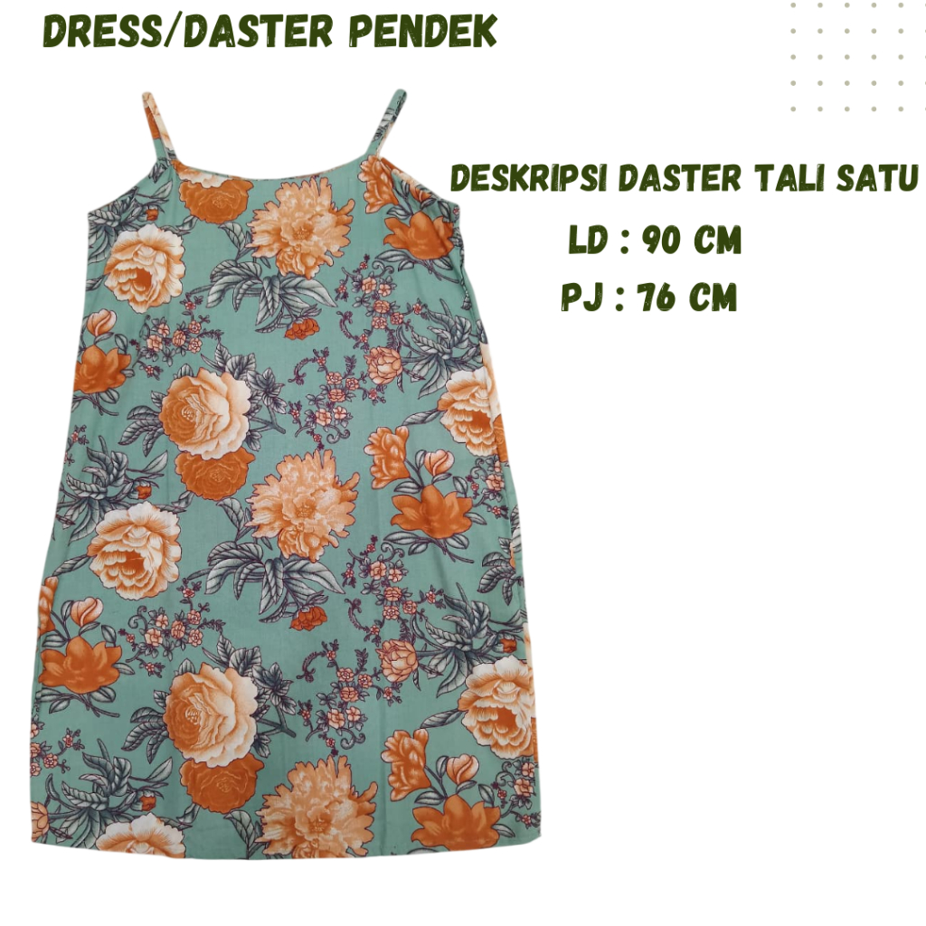 TERMURAH Daster tali Satu Mini Dress Daster Tali Satu Tanpa Lengan Bumil Busui Motif Bunga Rayon | D