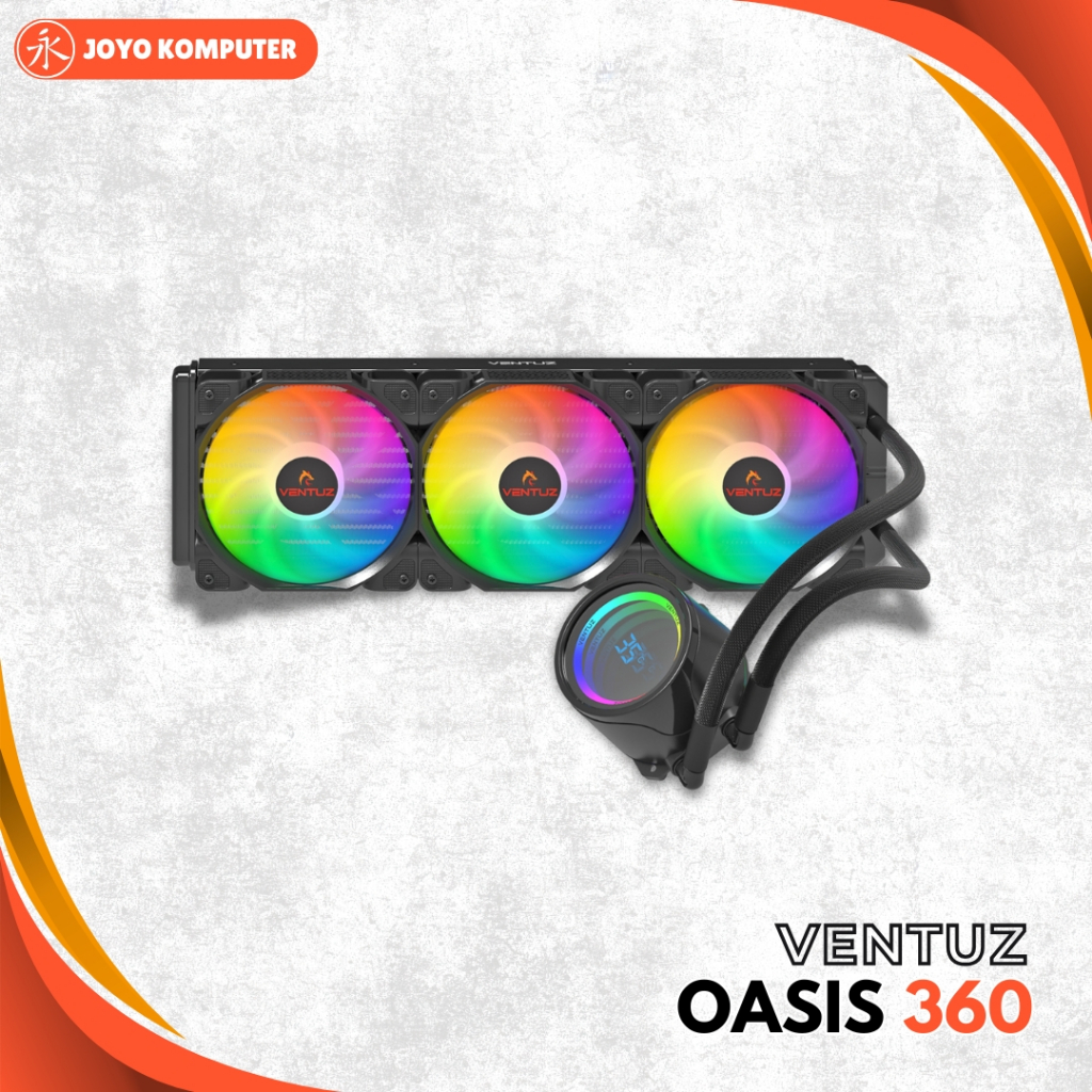 VENTUZ OASIS 360 ARGB Liquid CPU Cooler – 360mm Radiator, PWM Fan, Intel & AMD Support
