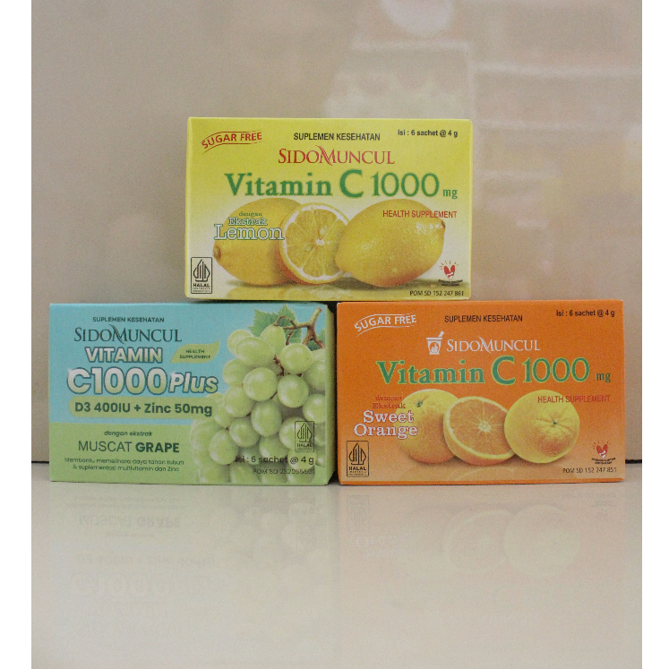 Sidomuncul Vitamin C 1000mg Jeruk/Lemon | Vitamin C 1000 Plus Grape Harga Per Box