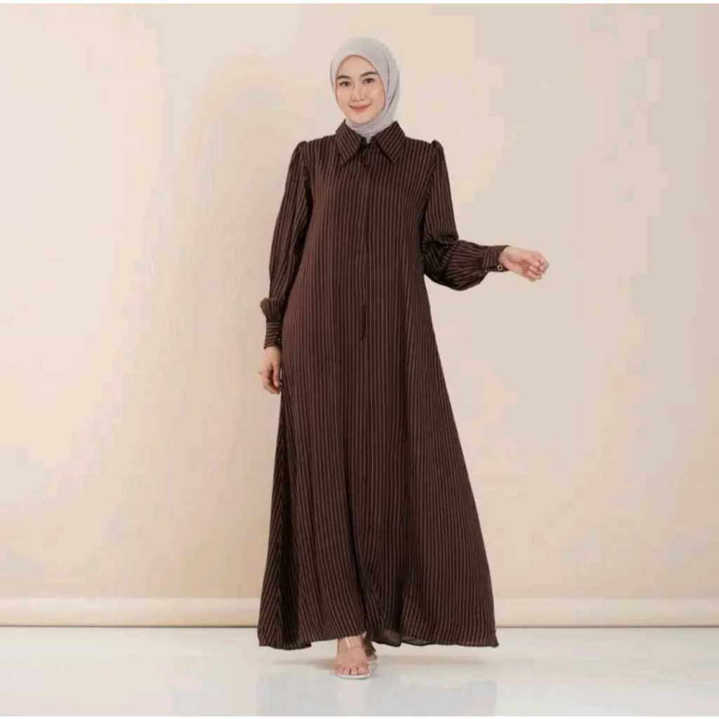 GAMIS WANITA DEWASA OVIENA DRESS DAILY MOTIF SALUR TERBARU