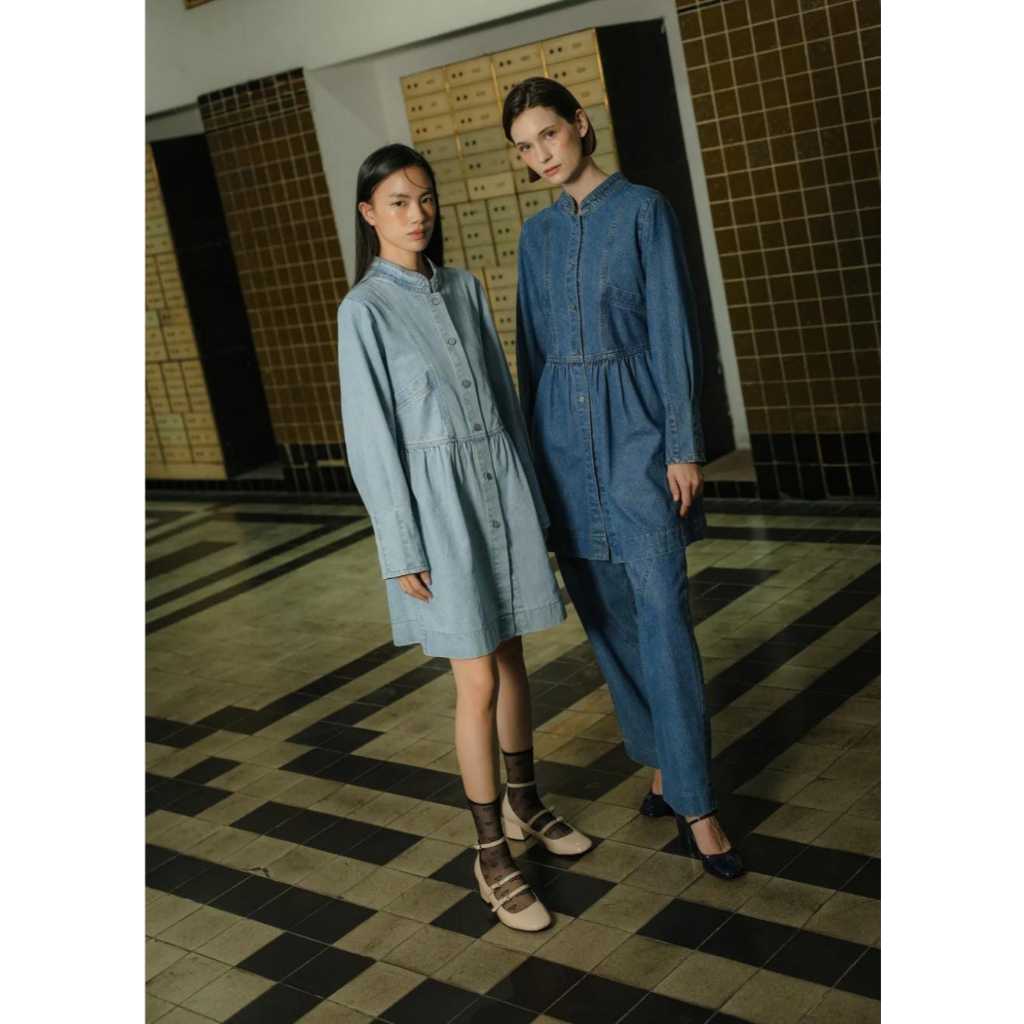 Wecurate - MAVEN CARYS SLEEVE DRESS / Dress Denim Wanita Lengan Panjang Tunik Jeans Premium Mewah