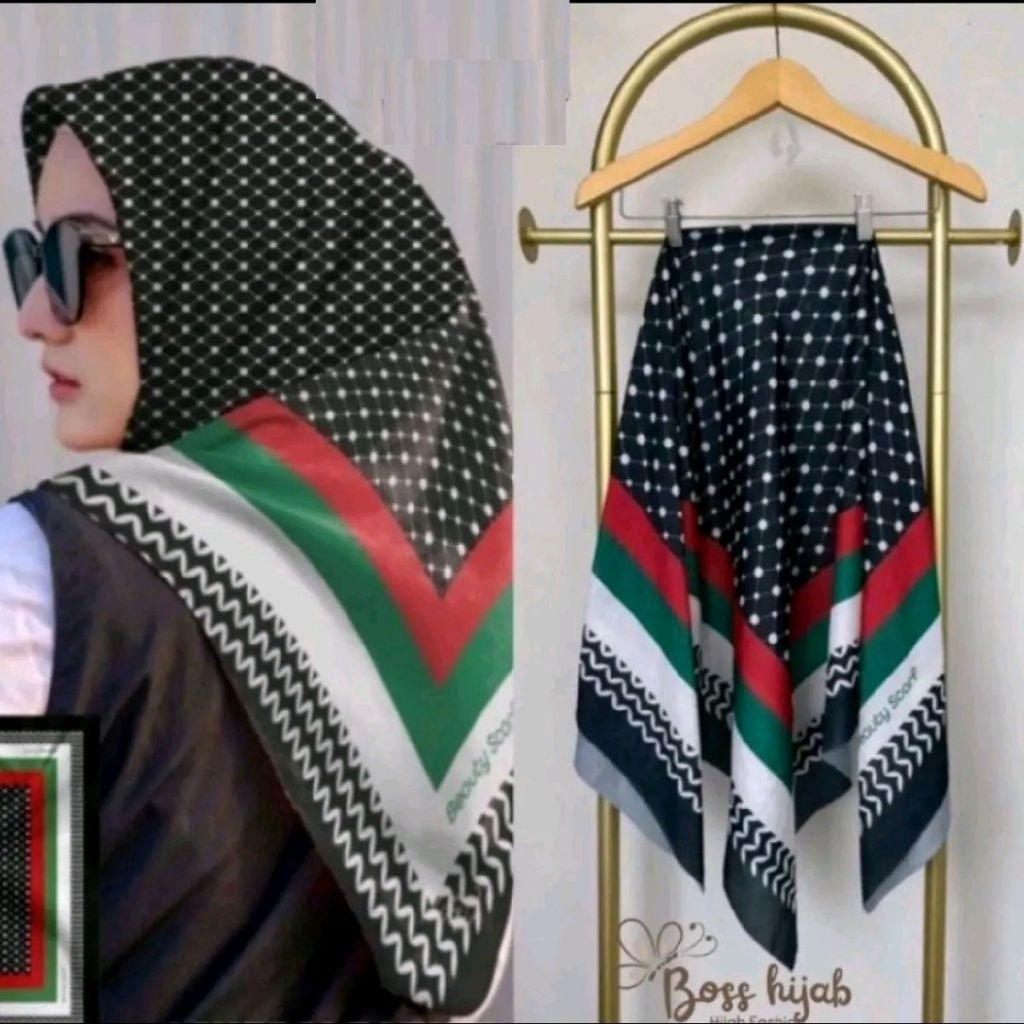Kerudung hijab segi empat voal motif polkadot