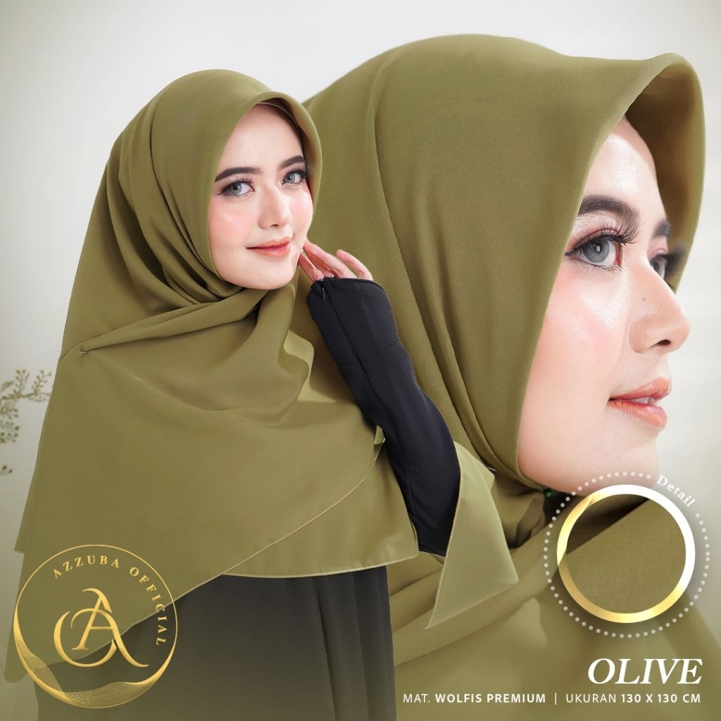 HIJAB SEGI EMPAT WOLFIS PREMIUM WARNA OLIVE