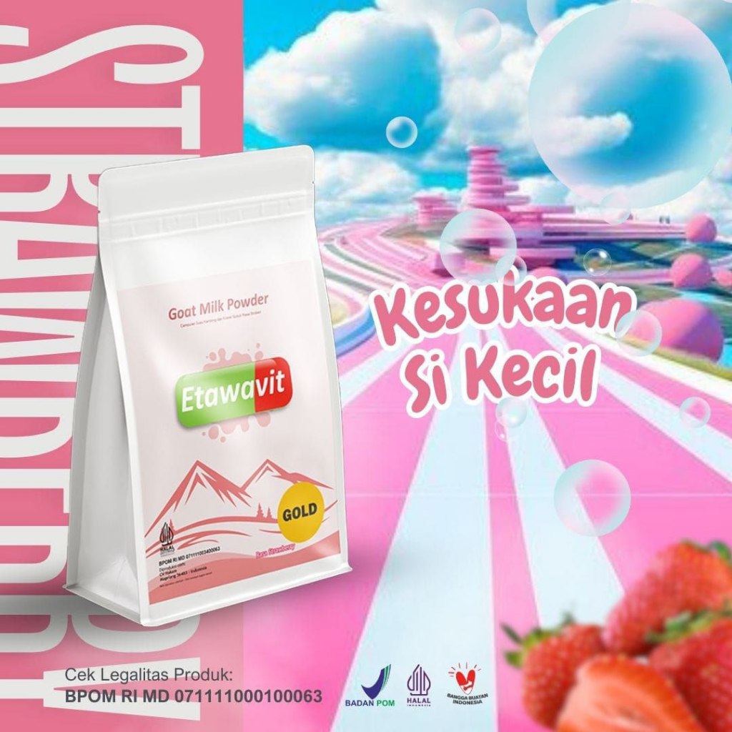 

ETAWAVIT Susu Bubuk Etawa Rasa Strowberi Cokelat Vanilla Kemasan 1 Kg Meningkatkan Stamina