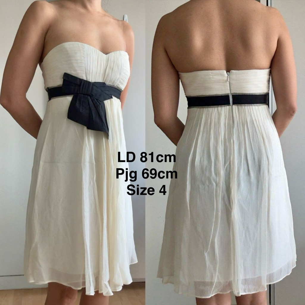 preloved branded original BCBG MAXAZRIA broken white tube/strapless dress