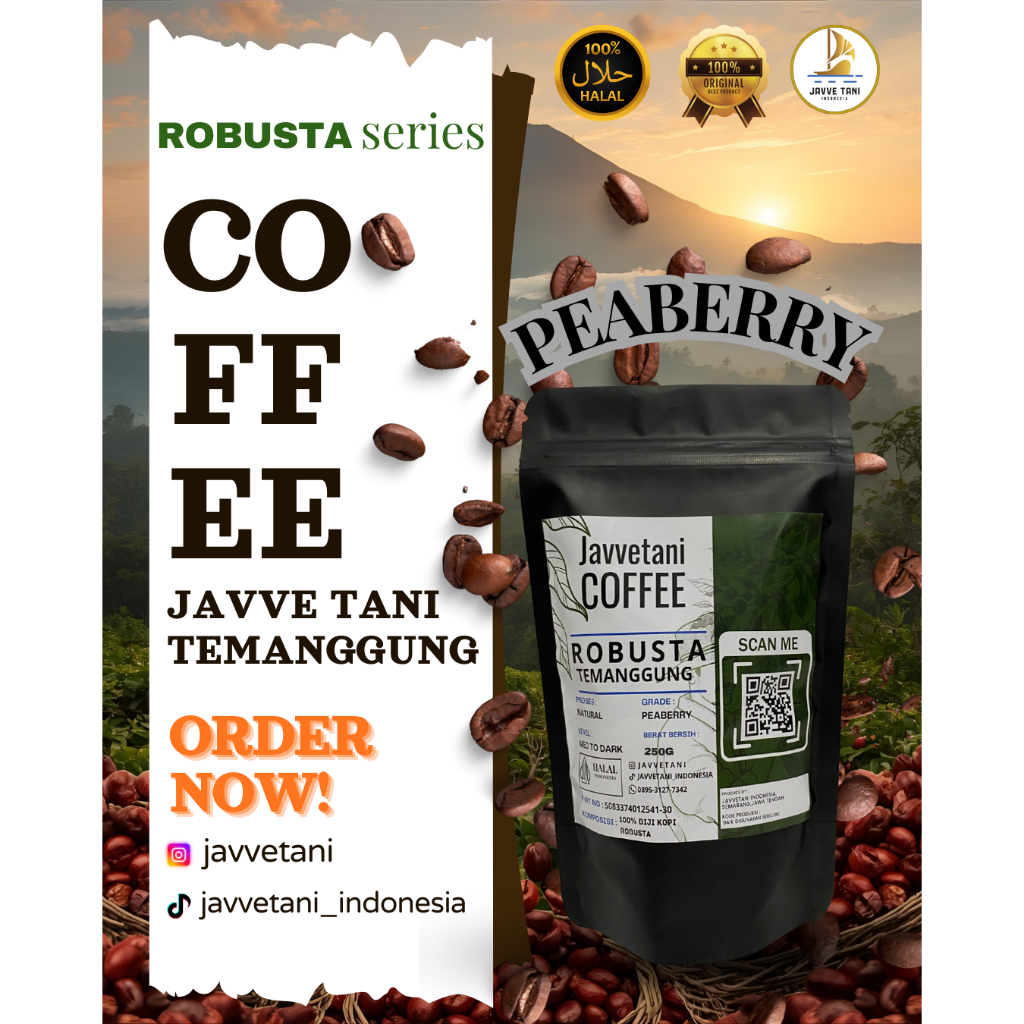 

Kopi Temanggung | Robusta Temanggung | Peaberry | kopi Jantan | Kopi Lanang | 100g | 250g | 500g |