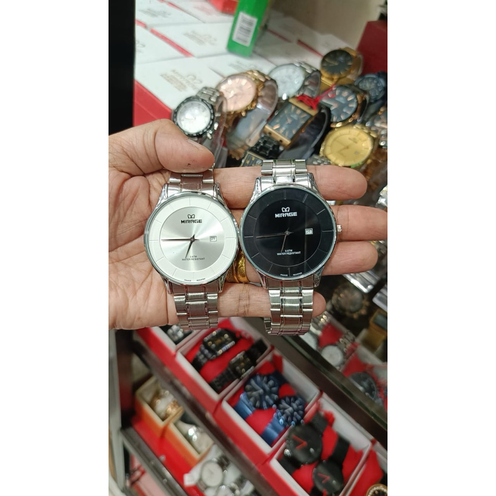 Jam Tangan Pria Mirage 2 Jarum 8670 M Silver Original Stainless