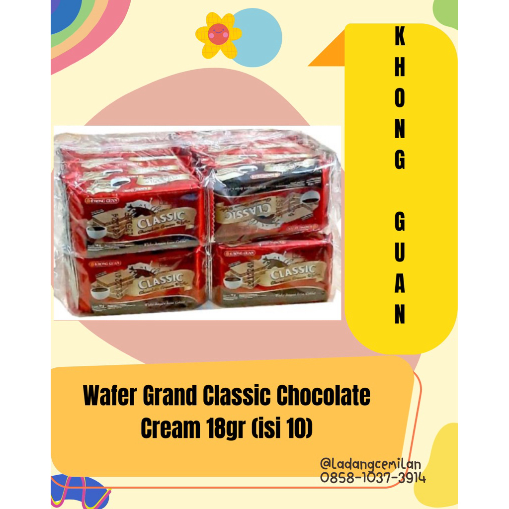 

Wafer Khong Guan Grand Classic Chocolate 18gr (Isi 10)
