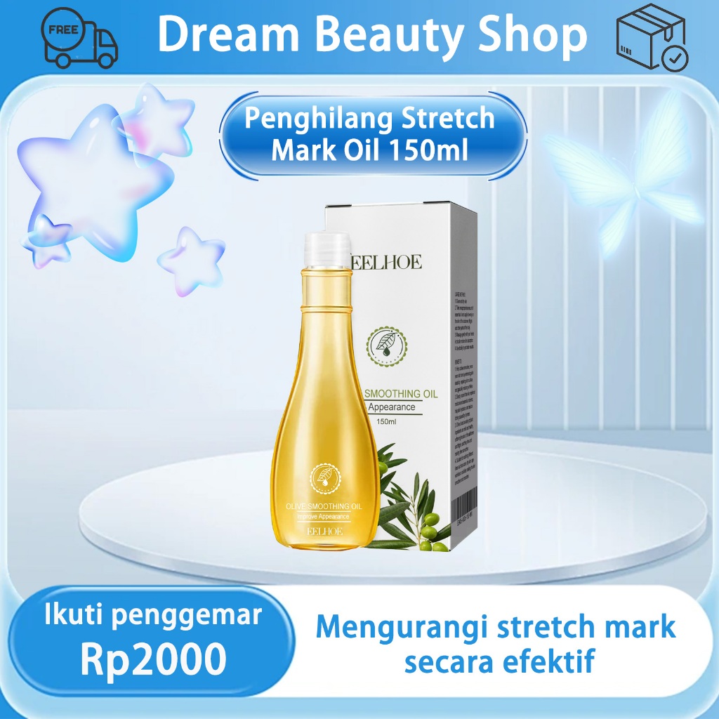 EELHOE Penghilang Stretch Mark Oil 150ml Penghilang Strechmark Olive Smoothing Oil Scar Repair Oil P