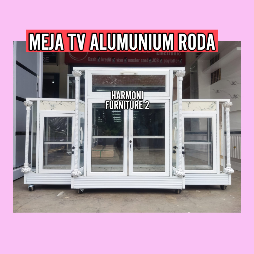 RAK TV PENDEK ALUMUNIUM + RODA MEJA TV PENDEK ALUMUNIUM MEJA TV ALUMUNIUM FREE ONGKIR SERANG KOTA