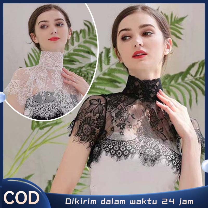 Kerah Palsu Renda Premium Fake Collar Lace Collar Kerah Lehan Bordir Korean Style Aksesori Baju Wani