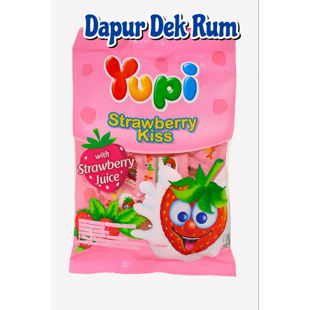 

Yupi Strawberry Kiss 120gr | Permen Stroberi Kenyal Lembut | Snack Anak & Keluarga