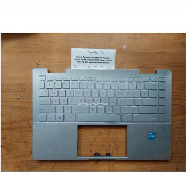 Casing Tengah Palmrest laptop Hp Pavilion Laptop 14 EK 14-EK Series Silver 14 Inch N00176-001 Keyboa