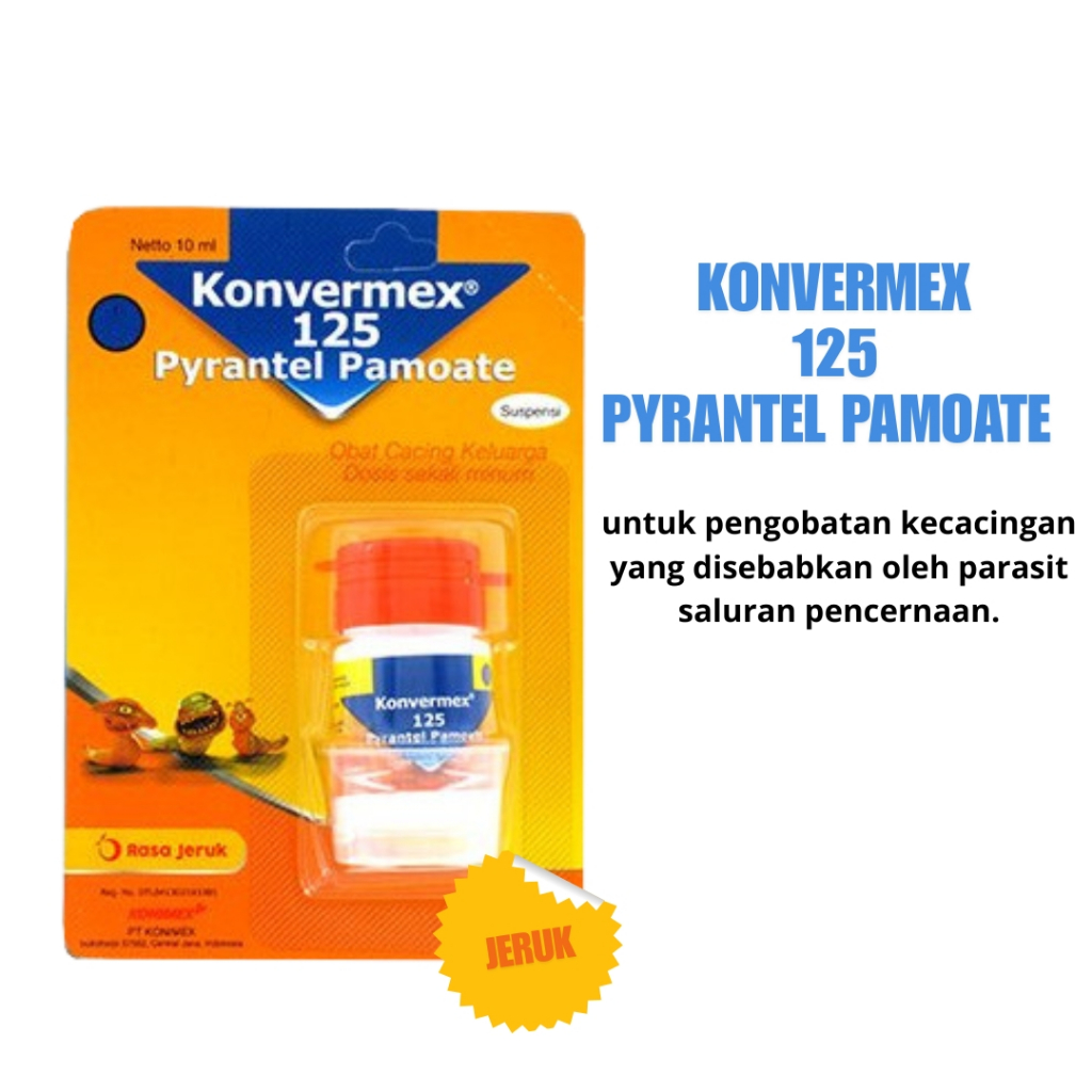 KONVERMEX 125 PYRANTEL PAMOATE 10ML RASA JERUK OBAT CACING SUSPENSI / MELUMPUHKAN CACING