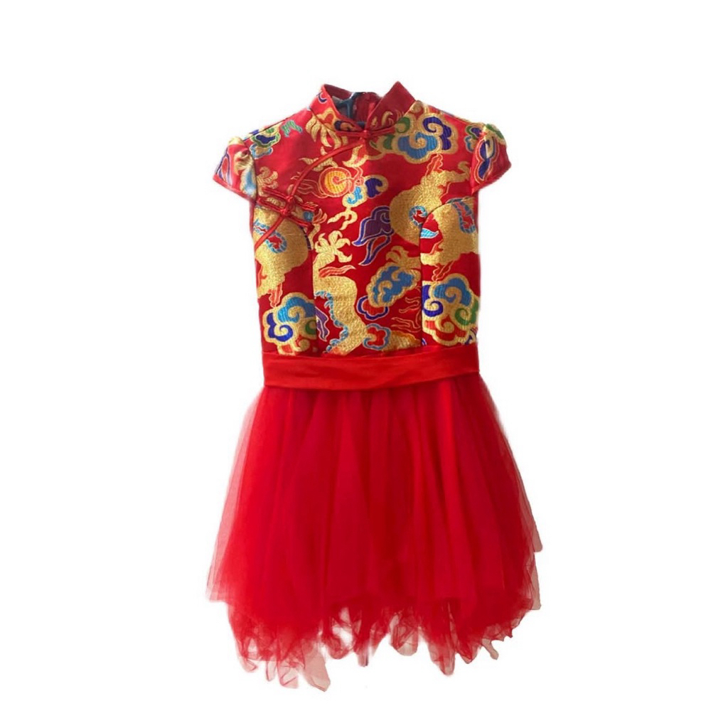 cheongsam tutu mini dress preloved DEWASA