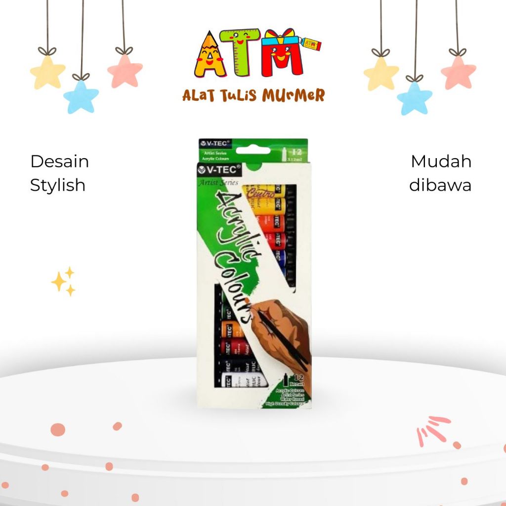 

Cat Akrilik/Arylic Colour/Vtec Acrylic 12ml 12 warna & 18 warna