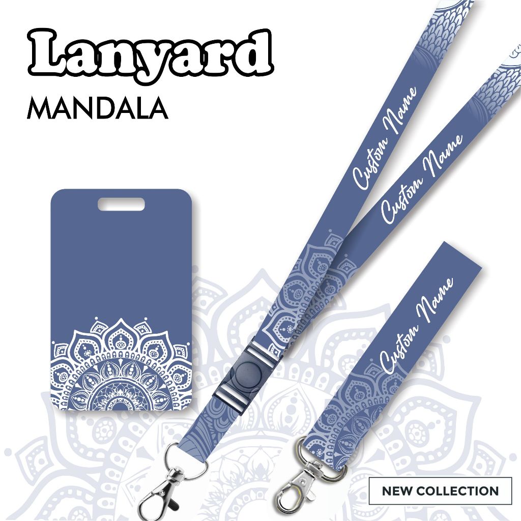 

[LANYARD CUSTOM NAMA]STRAP LANYARD CARD HOLDER Mandala Gantungan Kunci - Tali Handphone - ID Card