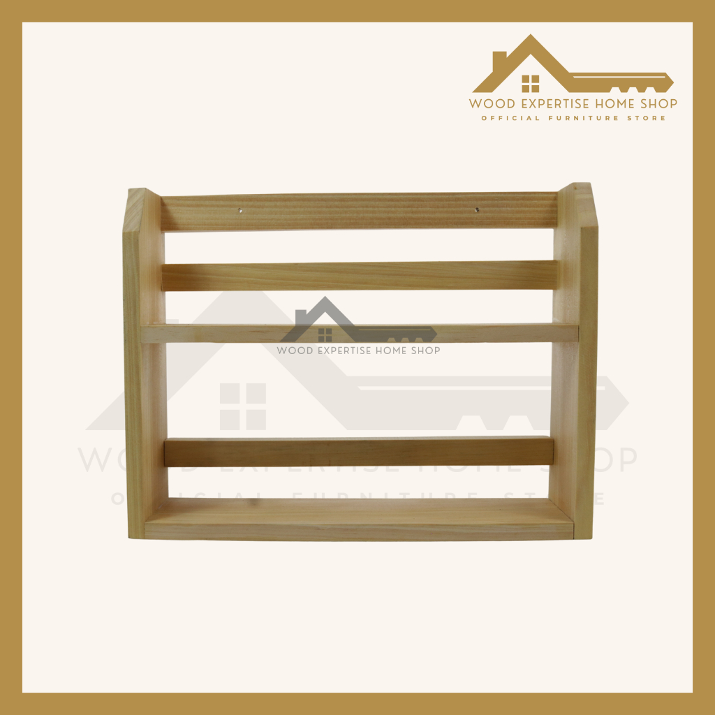 Rak Dapur Tempat Bumbu Kayu 2 Susun Rak Bumbu Dapur Tempel Dinding Kayu Aesthetic
