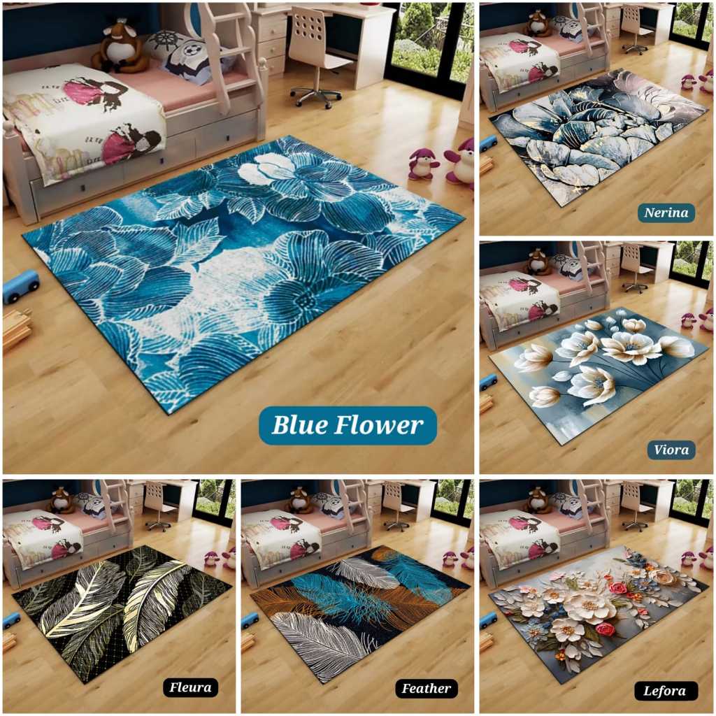 Karpet Lantai Aesthetic Ruang Tamu Size 140x195cm Style Eropa Import Polyester Lembut Tebal | Ambal 