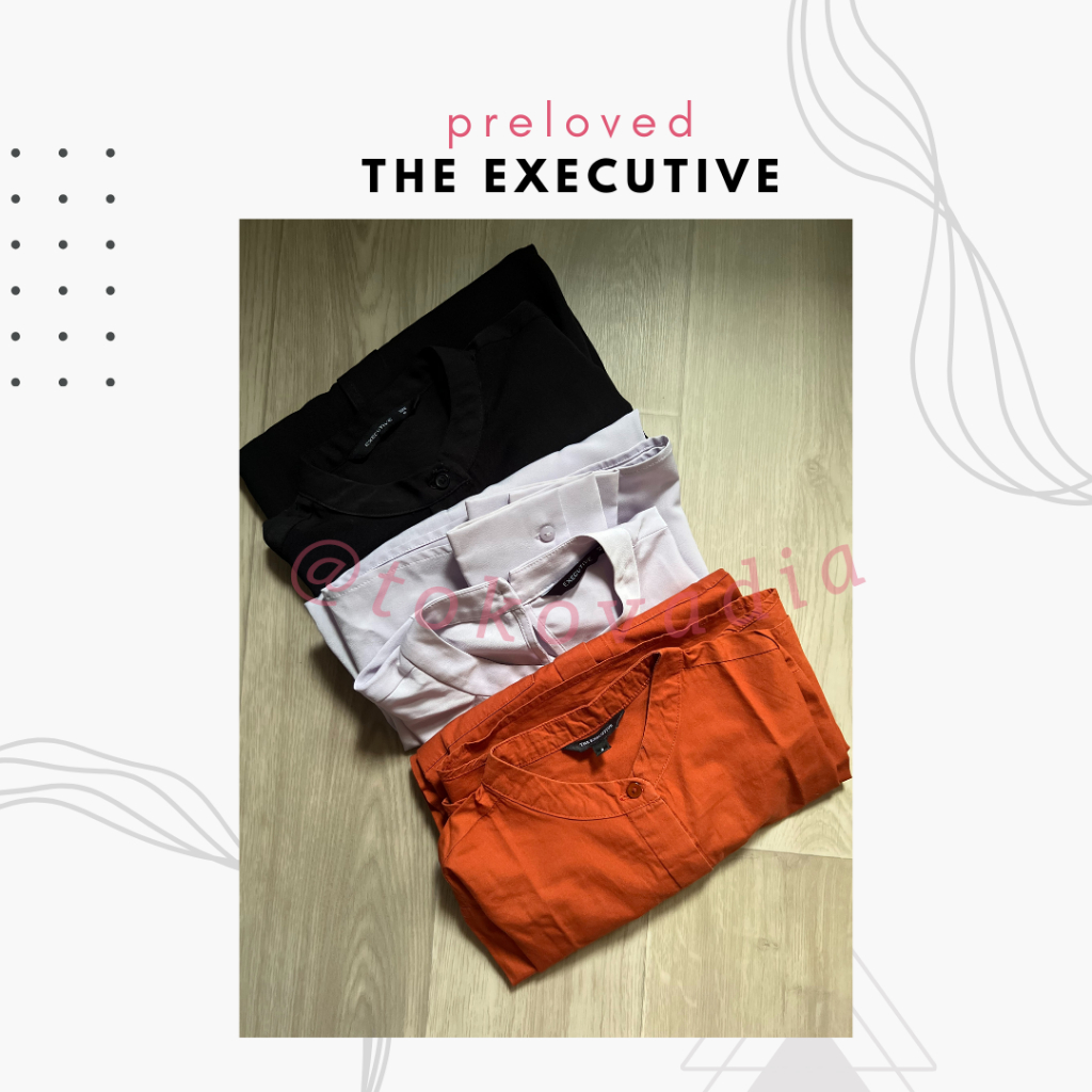 The Executive Baju Kemeja Kerja Wanita Hitam Ungu Lavender Teracotta Merah Bata Bunga Sage Green Kat