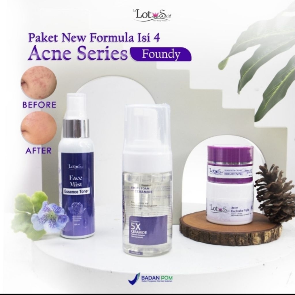 LaLotuskin Paket Exclusive Acne isi 4 with Day Foundy
