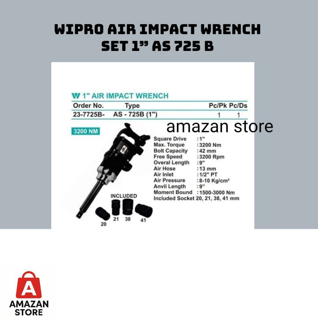 Wipro Alat Buka Baut Ban Angin / Air impact Wrench 1" AS 725 B