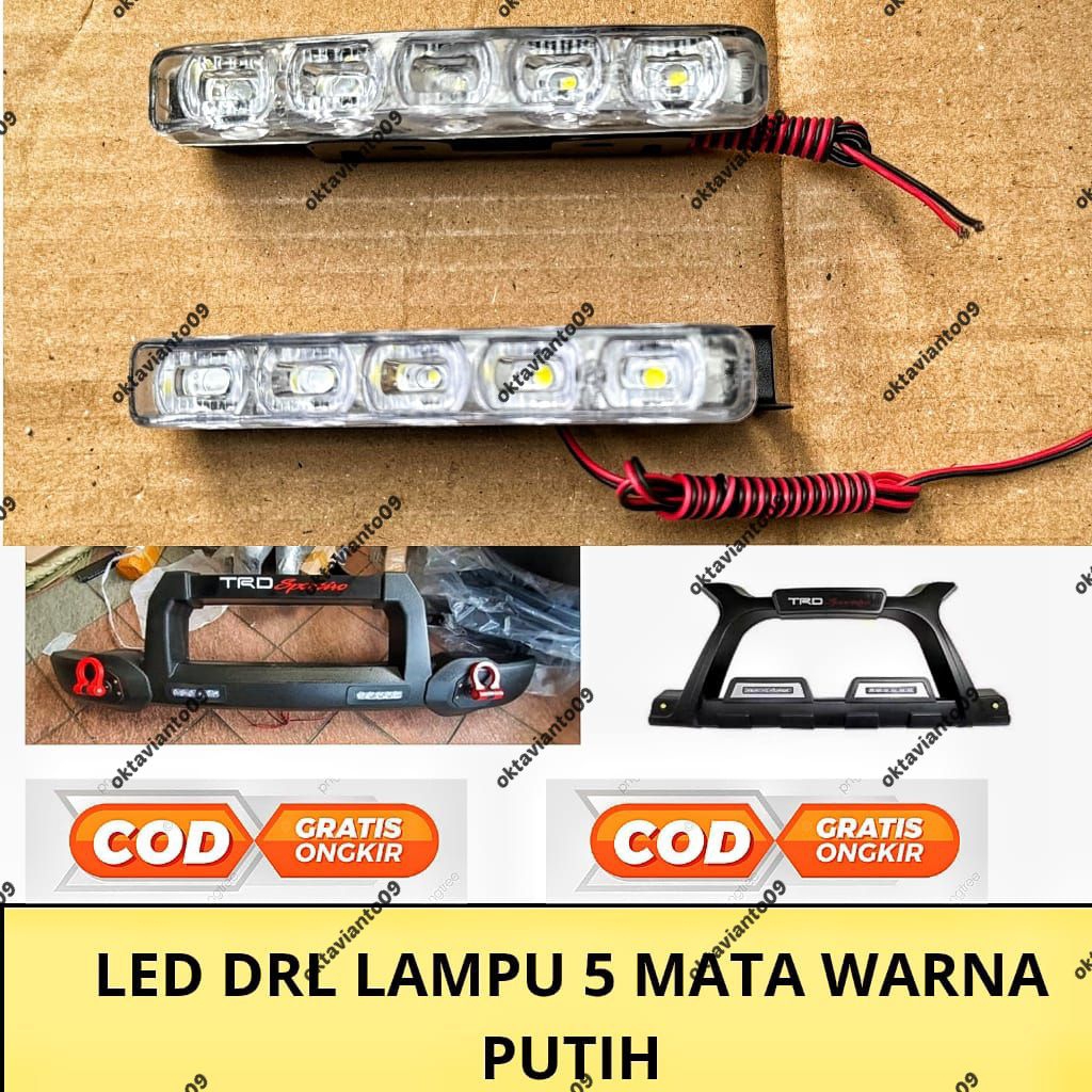 Lampu LED DRL 5 Mata Putih For Tanduk TRD Luxury Giga A Anti Air  12 Volt