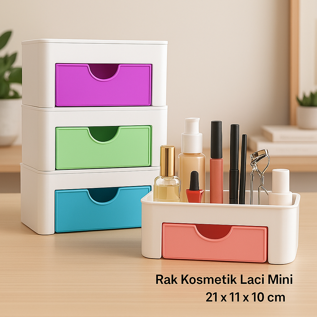 RAK KOSMETIK MINI PLASTIK Kotak Organizer Tempat Penyimpanan Cosmetic Aksesories ATK Serbaguna Murah
