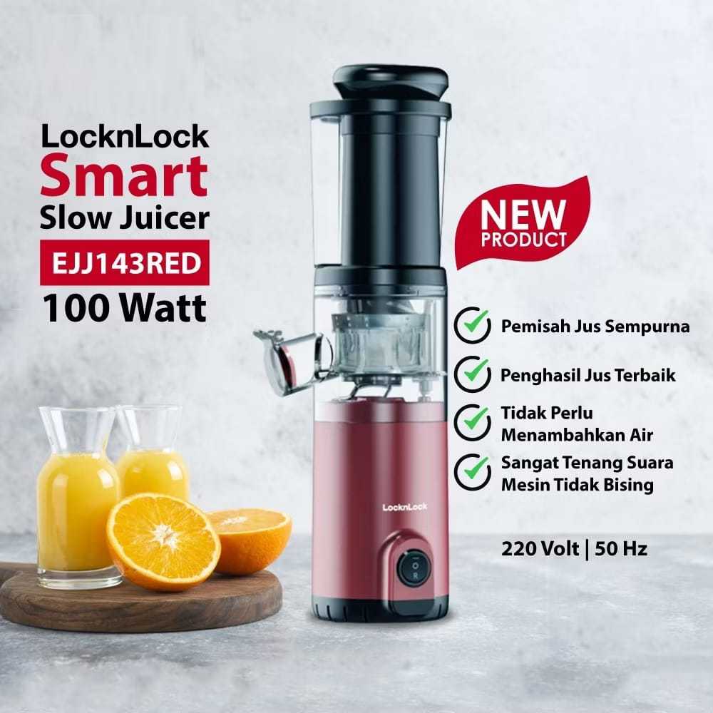 LocknLock EJJ143RED Slow Juicer 100 Watt Tanpa Ampas EJJ 143 RED
