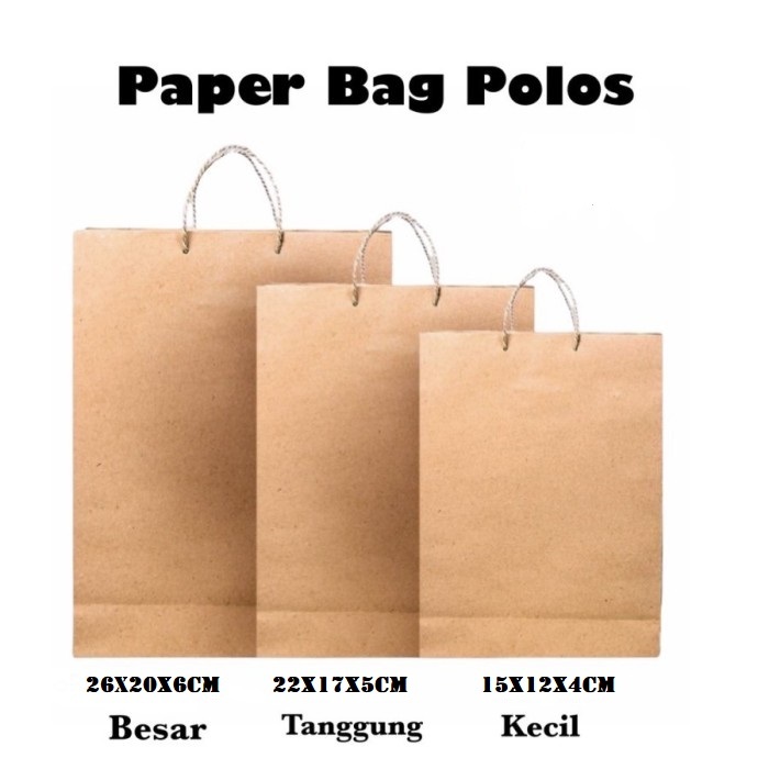 

50 pcs paperbag polos semua ukuran/tas kertas hajatan