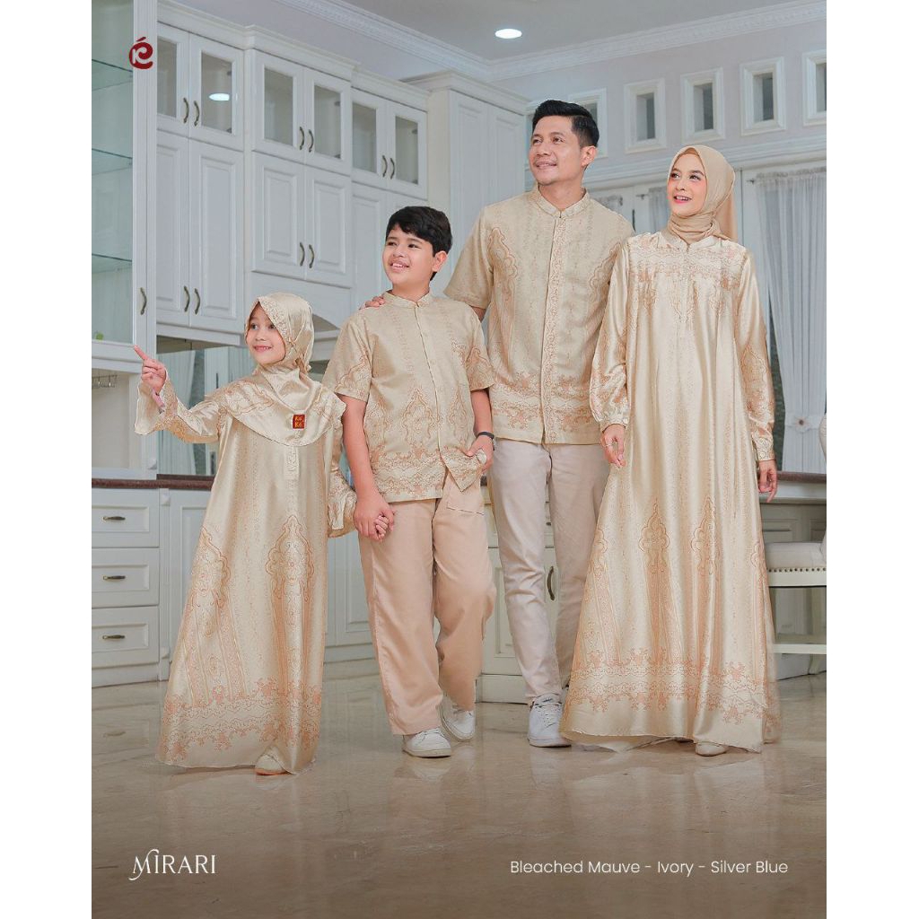 Sarimbit Couple Keluarga Lebaran Bahan Satin Silk Mirari Ivory