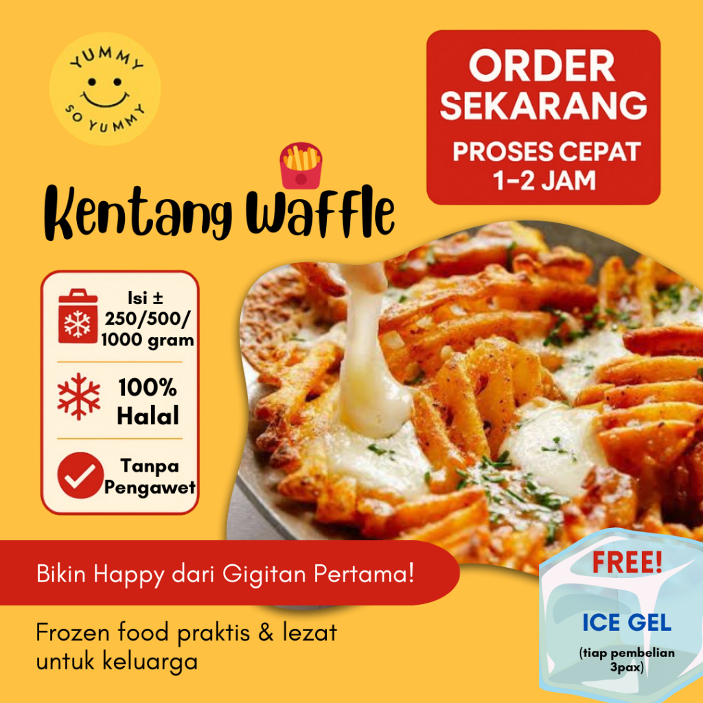 

Kentang Waffle Crisscut Fries Makanan Beku Kentang Goreng Frozen