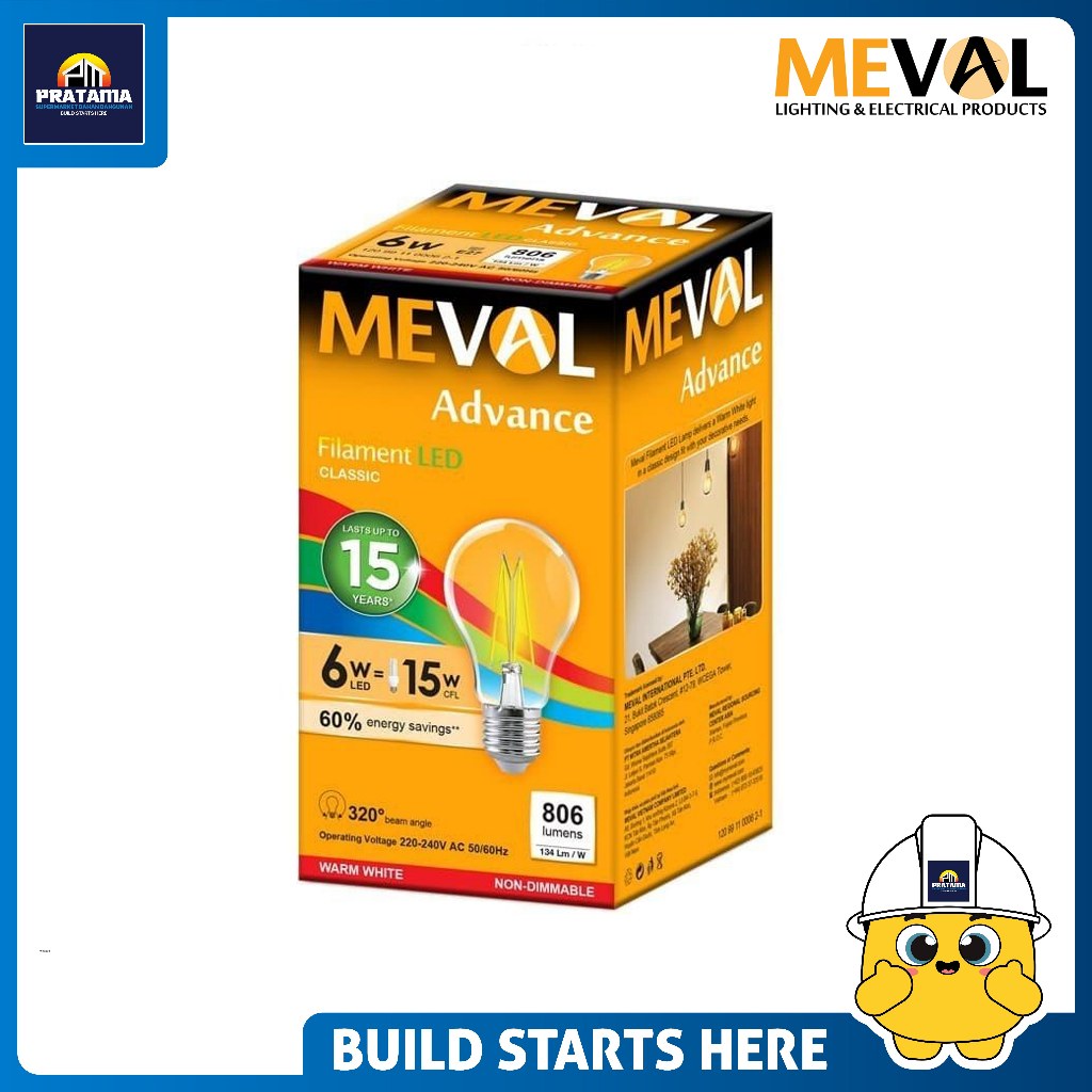 MEVAL – LAMPU LED FILAMENT 6W KUNING AF5-06C