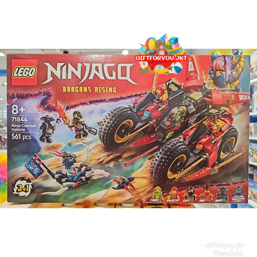 Lego Ninjago Dragon Rising 71844 Ninja Combat Vehicle 3-in-1 Toy Set Bikes Jet Minifigures Kai and F