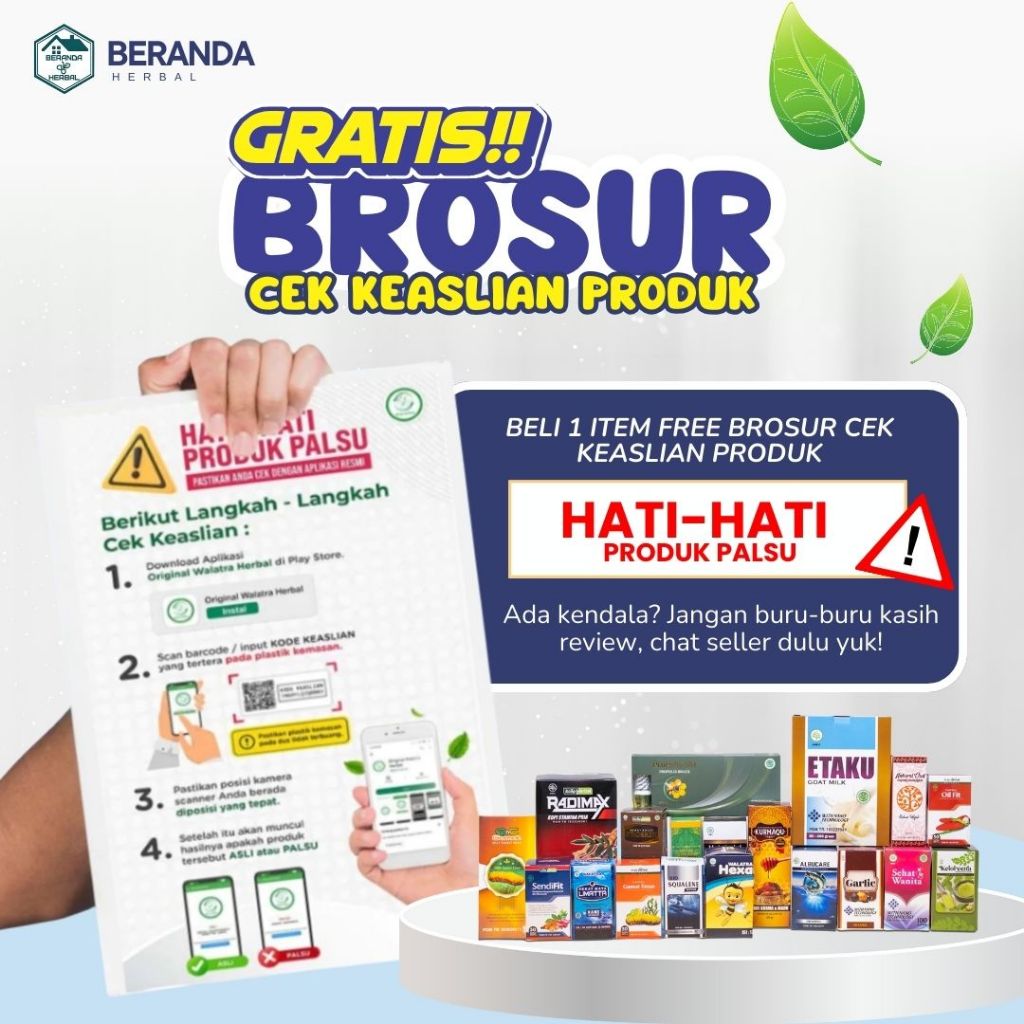 

(Gratis) - Brosur untuk Cek Keaslian Produk di setiap packingan produk Sari KurmaQu dan produk lainnya