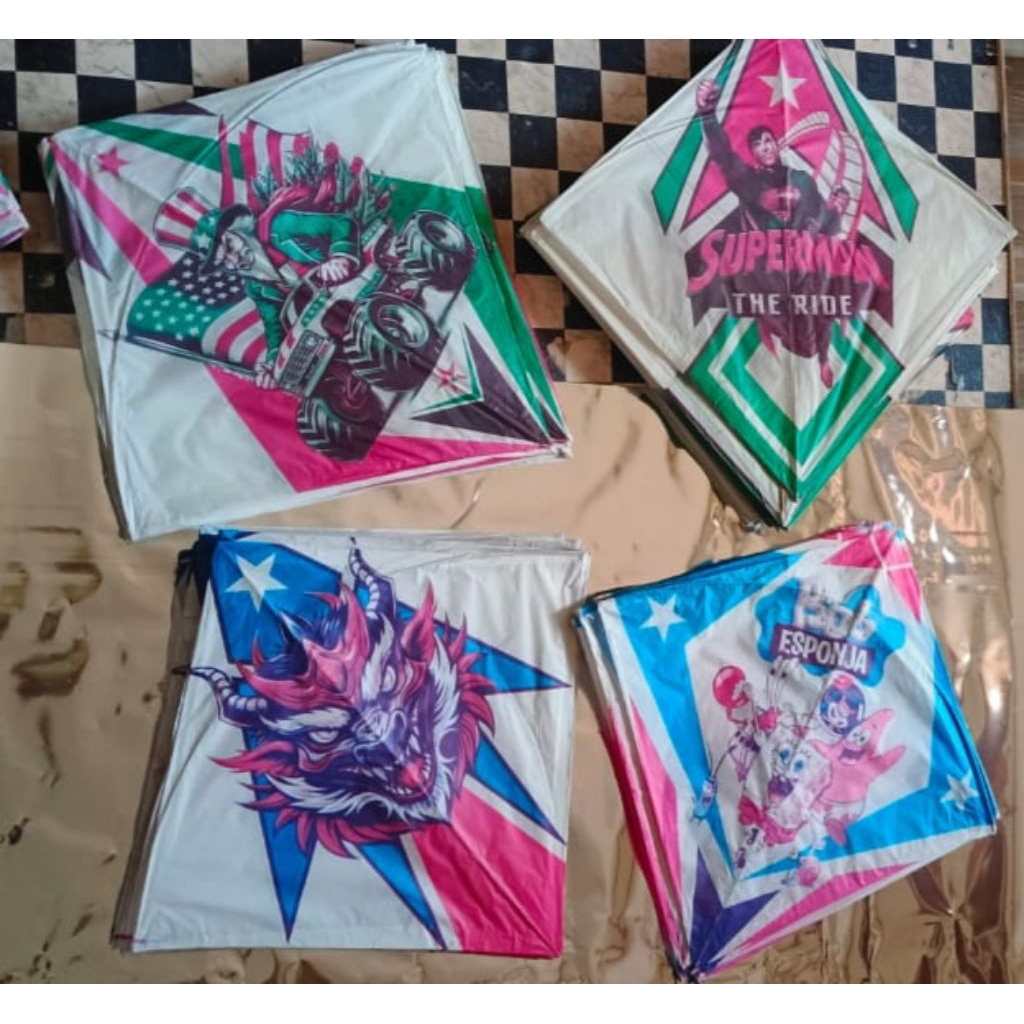 layangan kertas sablon uk-+58 isi 500pcs