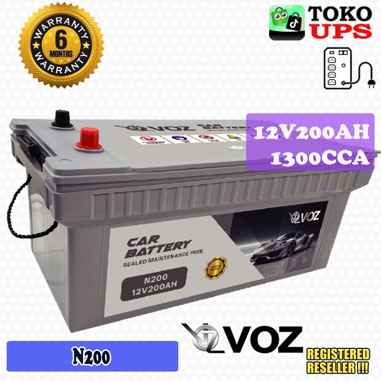 VOZ N200 Baterai Mobil N200 12V 200AH 1300CCA Aki Kering Mobil