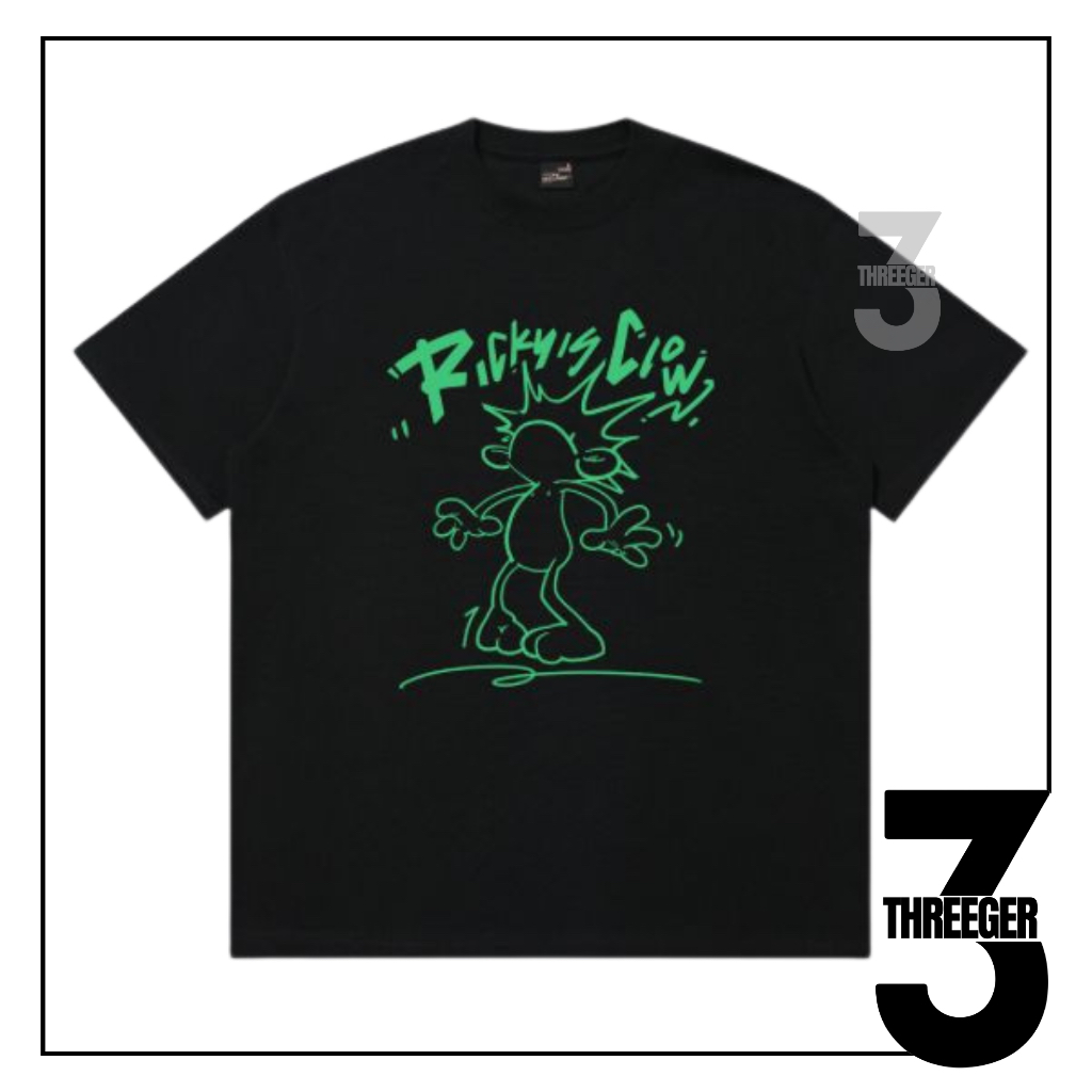 Ricky Is Clown Discovered Smiley Tee Black Original / Rickyisclown Authentic