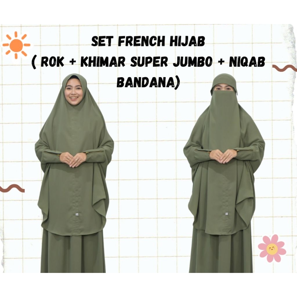 Hayuri Hijab | French Hijab Set | Jilbab French Khimar + Cadar | French Khimar Set Lengkap
