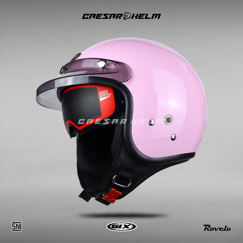 GIX Rovelo Solid - Pink - Helm Retro - Helm Bogo