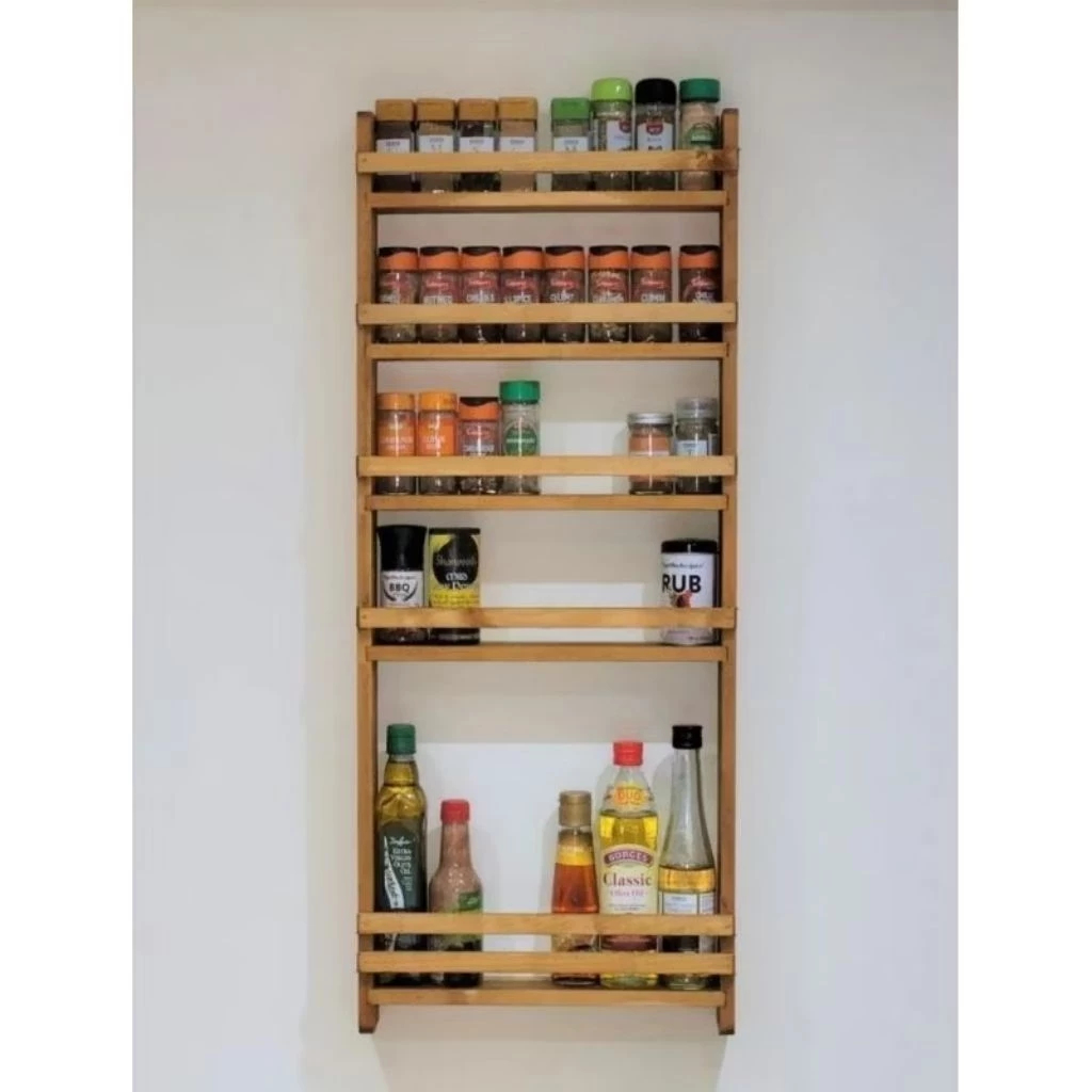 Rak Bumbu Dapur Kayu Minimalis Susun 5 Tinggi 100 cm