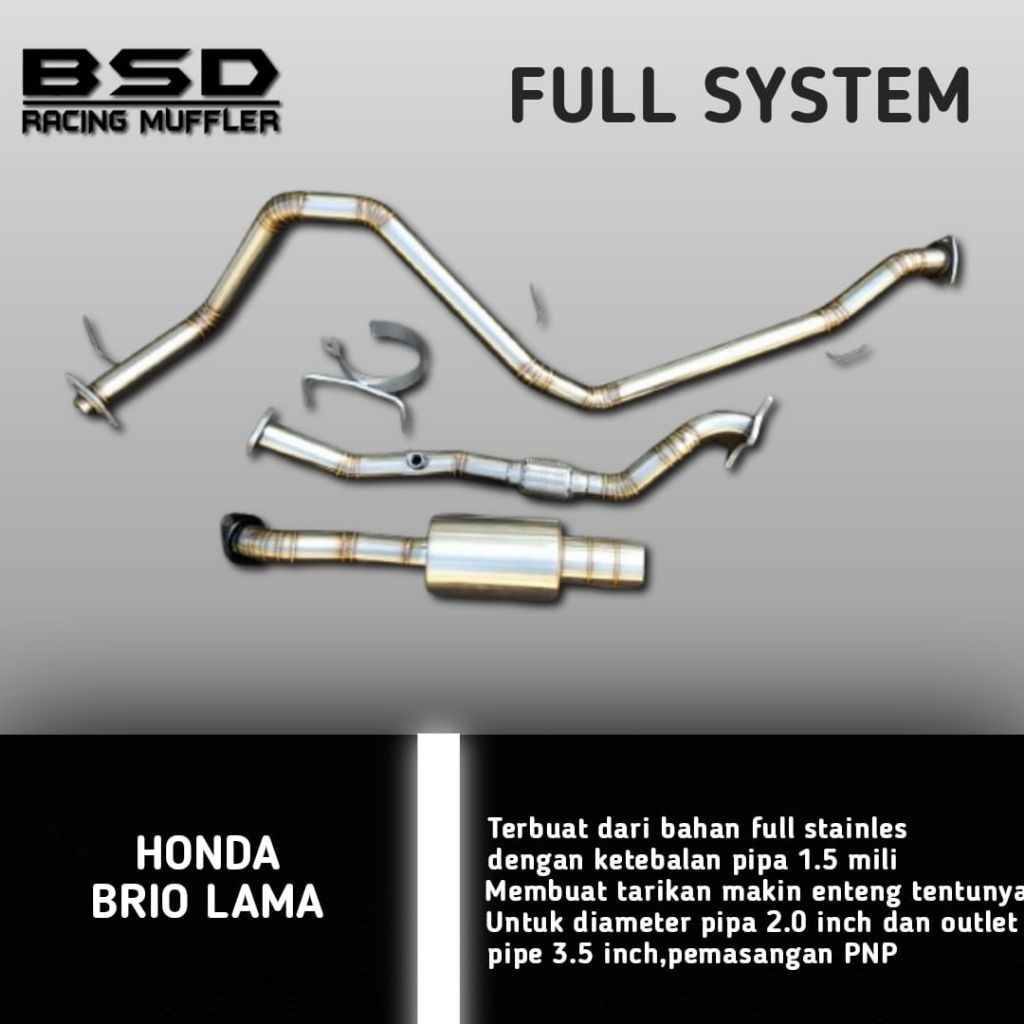 Knalpot Honda Brio Lama Full System Stainles