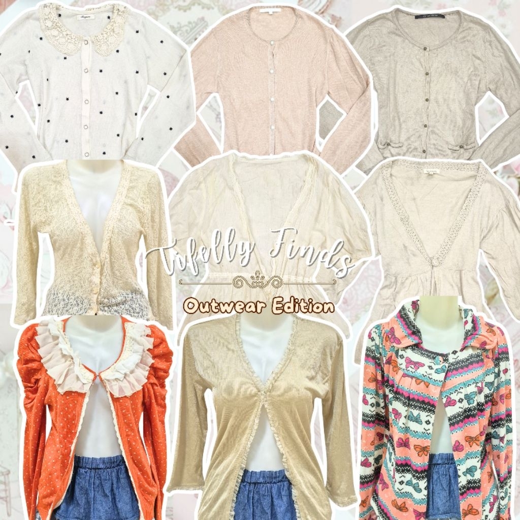 cardigan outer outwear jacket coat blazer coquette cottagecore vintage milkmaid ruffle lace y2k shab